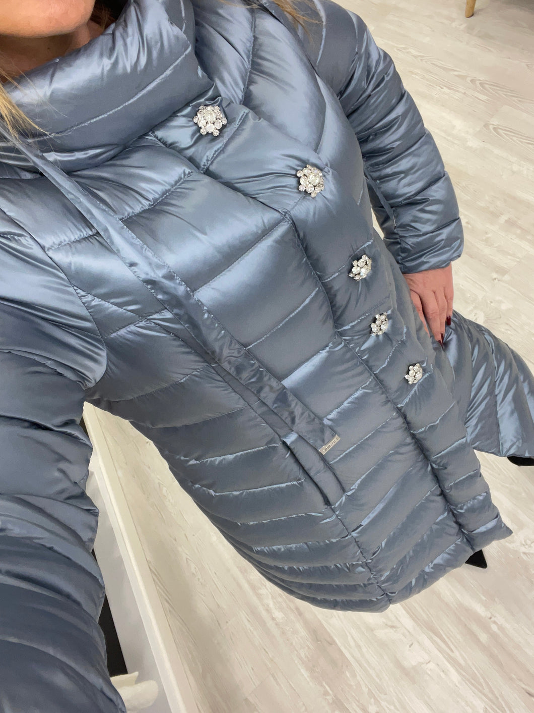 Piumino d’oca  monopetto lungo base