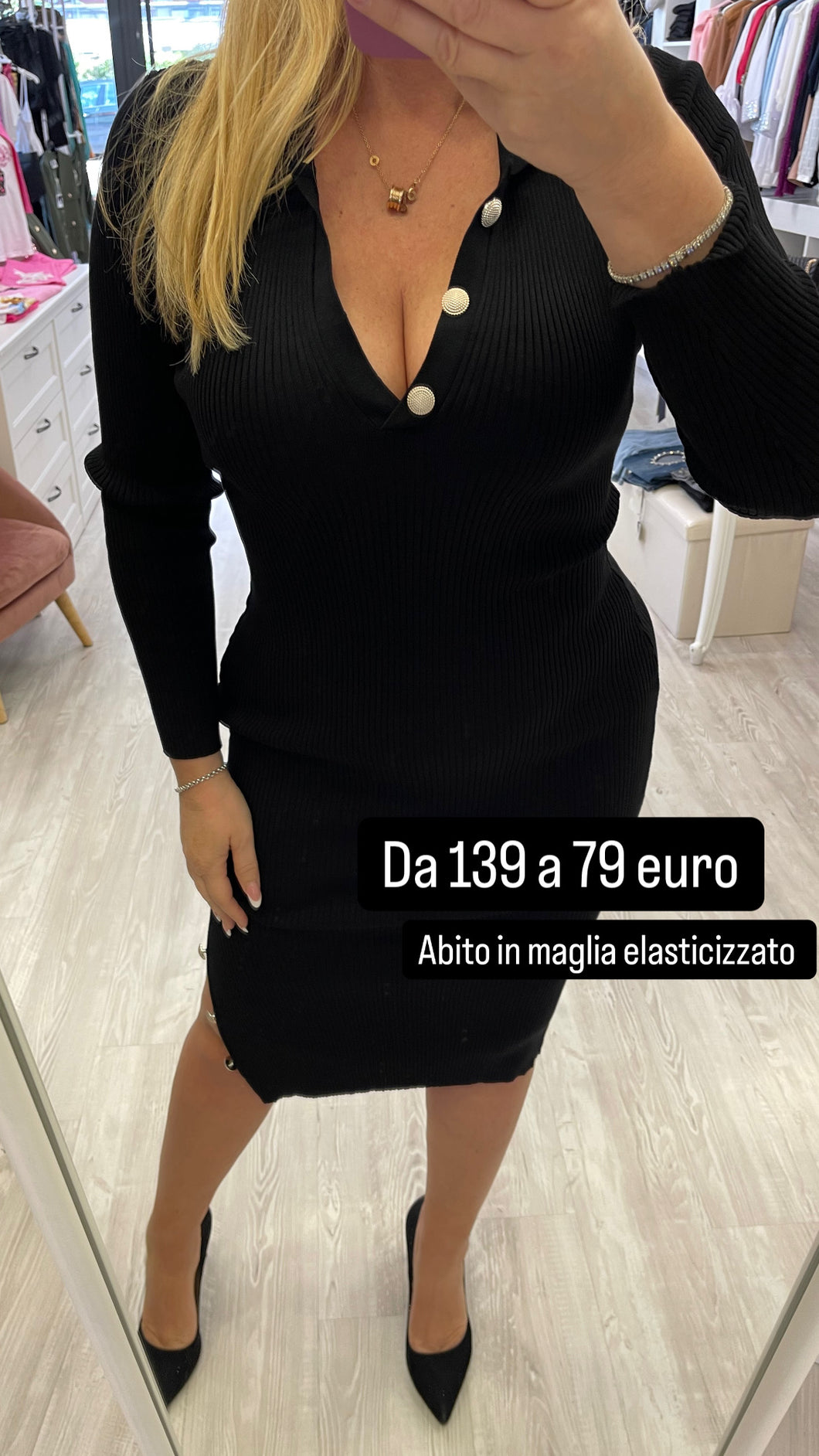 Abito lungo in maglia con bottoni viscosa