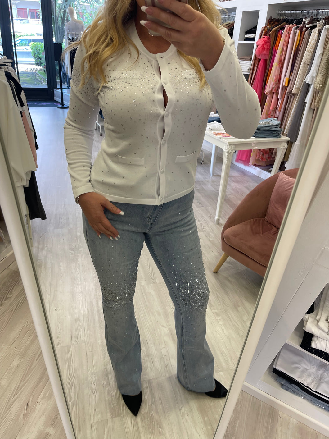 Cardigan cascata diamanti