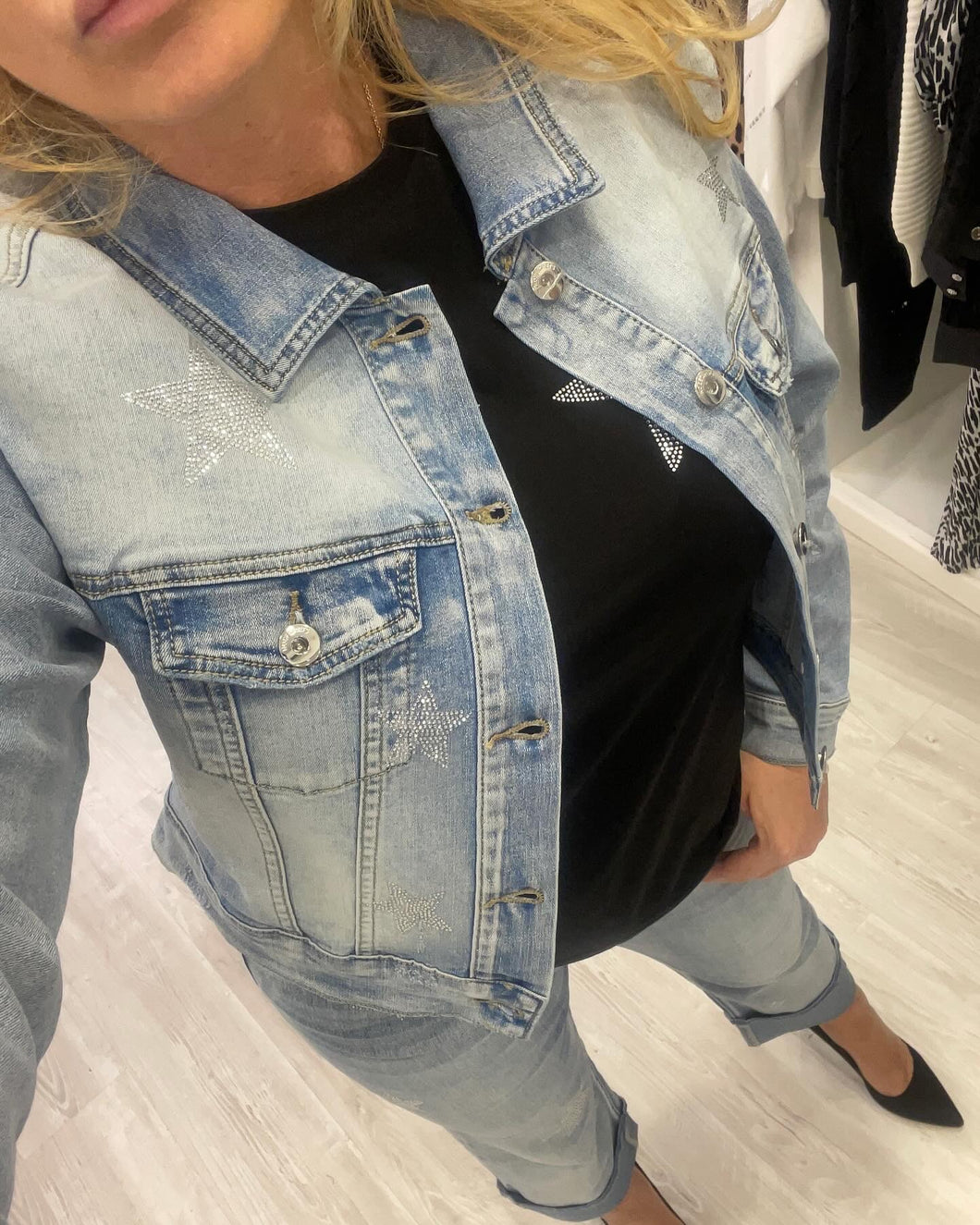 Giubbino jeans stelle