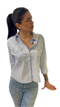 Carica l&#39;immagine nel visualizzatore di Gallery, Camicia tasche strass
