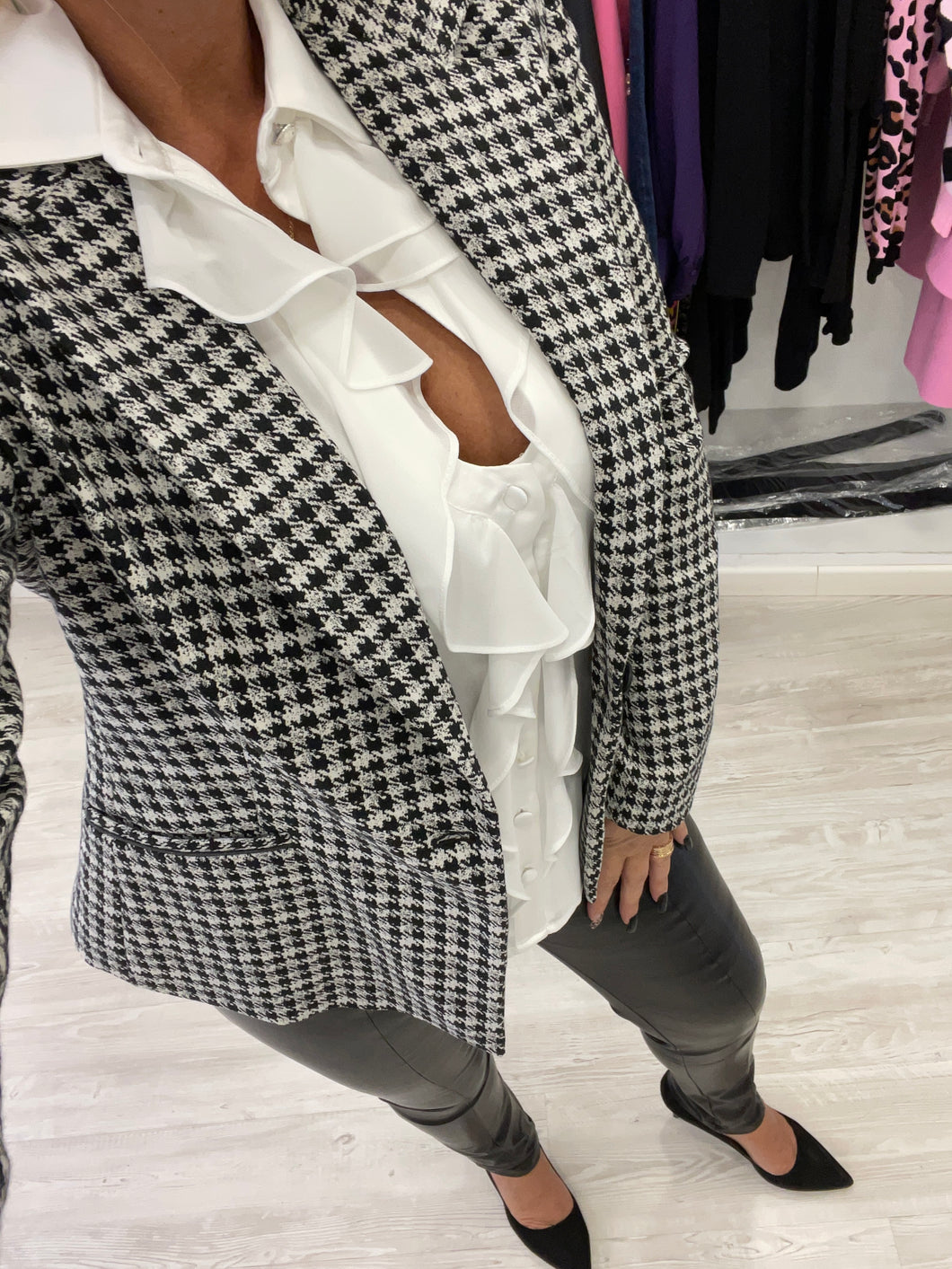 BLAZER REGULAR MONO PETTO IN PIED DE POULE