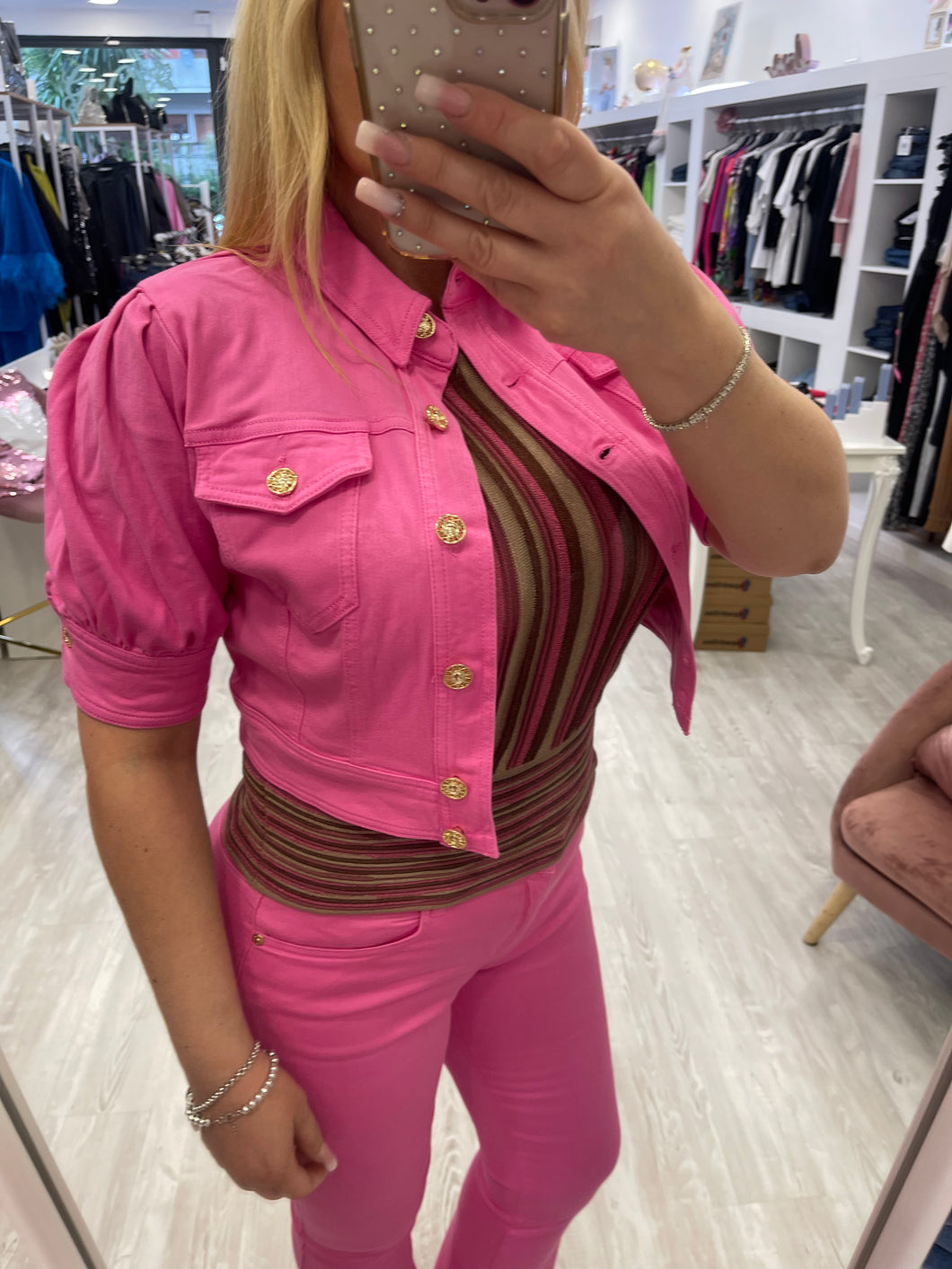Giubbino jeans maniche corte